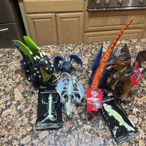 Kid Galaxy Dragon Moveable Action Figure Lot of 6 Toys Play Dragons